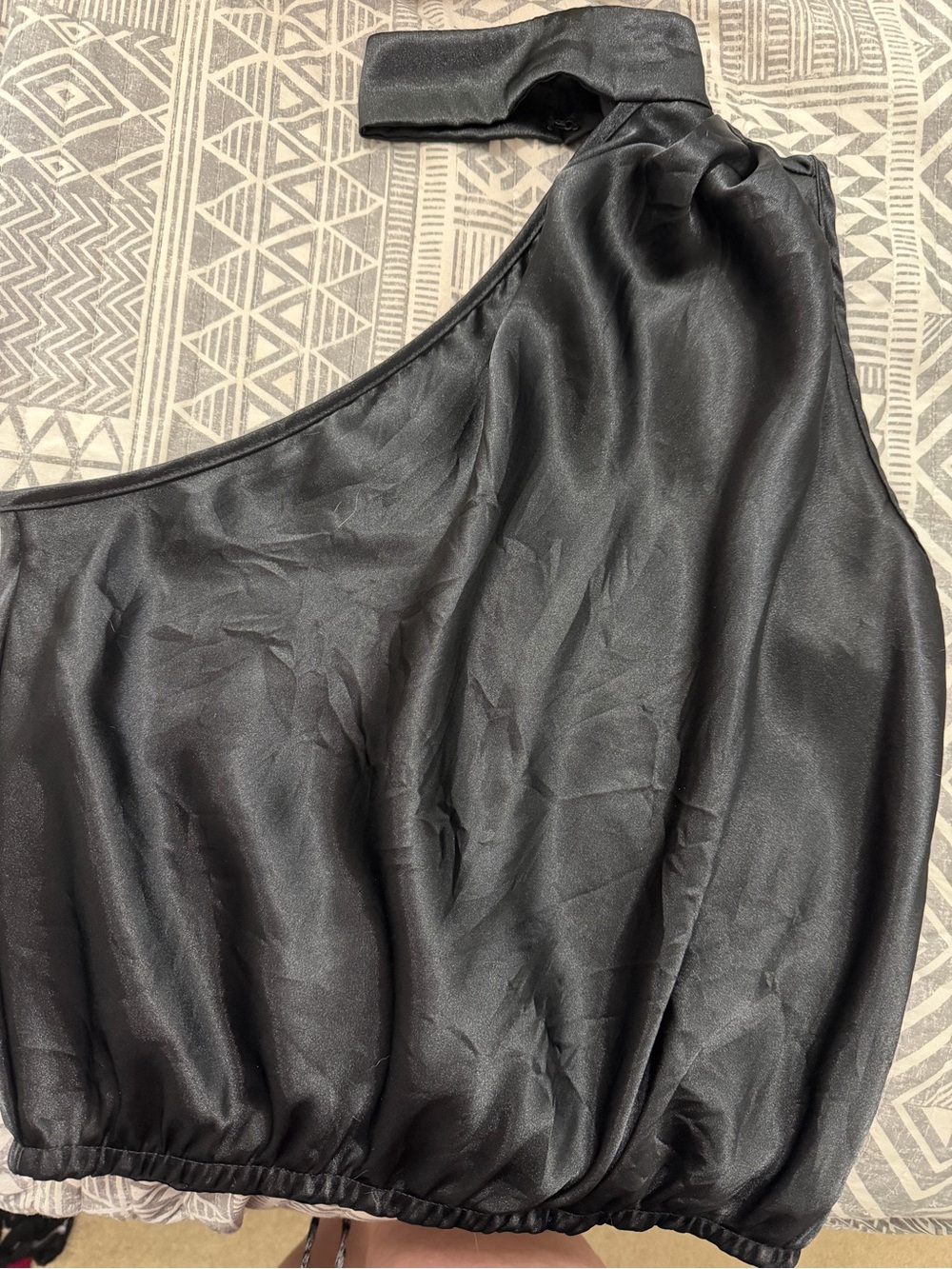 Express Black Satin One Shoulder Choker Top Medium Party Cocktail - Picture 6 of 6